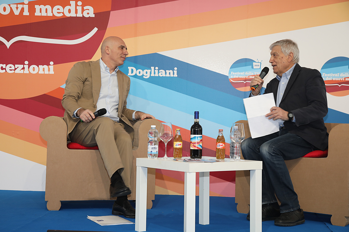 Festival della TV e dei Nuovi Media 2019_185.jpg - Fabrizio Salini e Aldo Grasso L’Amministratore Delegato RAI racconta il suo progetto di media company. Un dialogo tra Fabrizio Salini e Aldo Grasso.